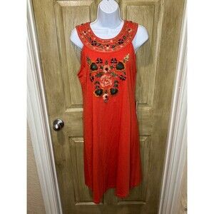 NEW Soft Surroundings Midi Dress Size XS Lidah Floral Embroidered Sleeveless
